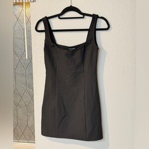Pretty Little Thing Black Tailored Square Neck Bodycon Dress - Size 4